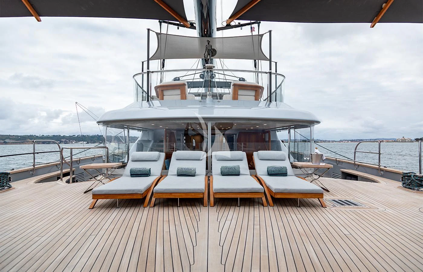 a boat on a deck aboard PERSEUS^3 Yacht for Sale