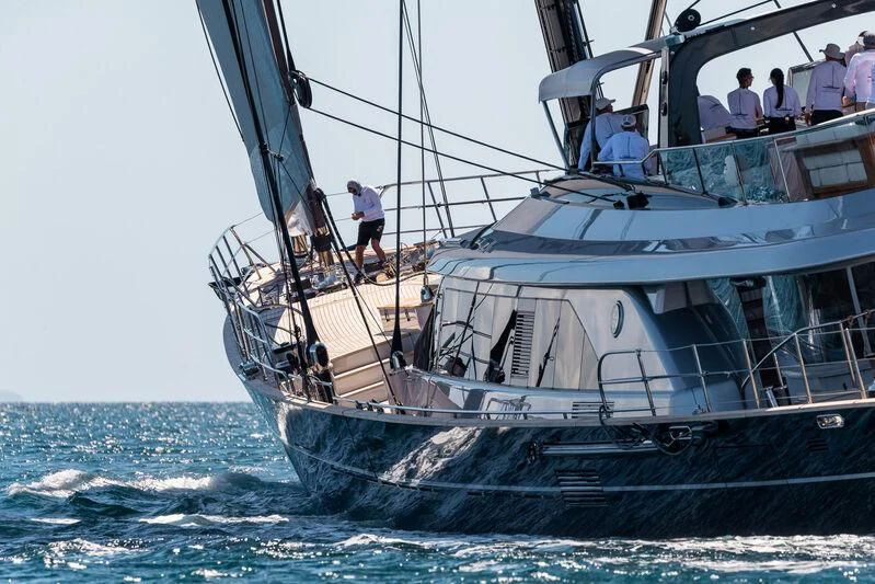 a boat in the water aboard PERSEUS^3 Yacht for Sale