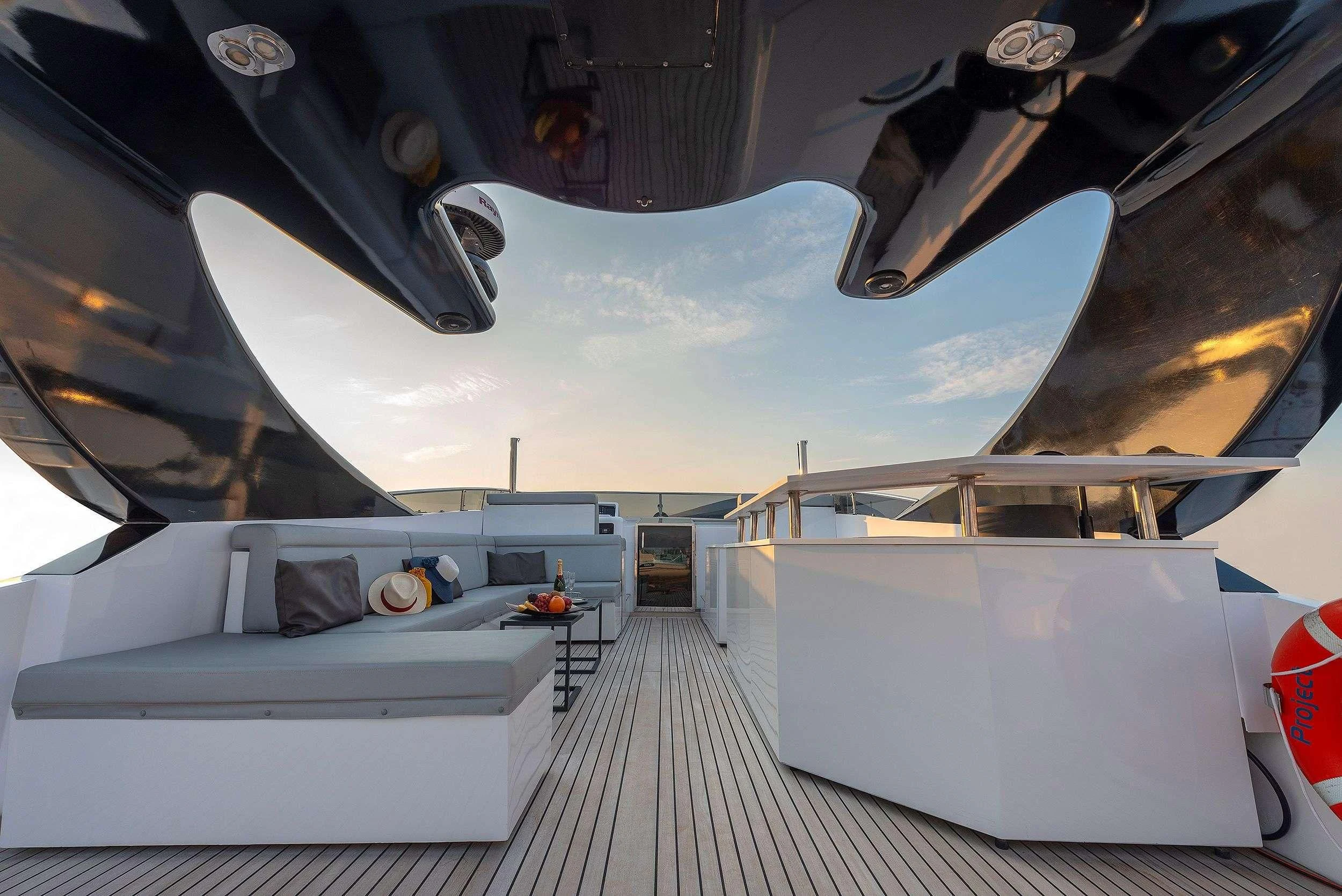 inside of a space ship aboard PROJECT STEEL Yacht for Sale