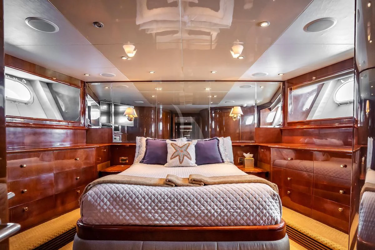 a bed in a cabin aboard OUTTA TOUCH Yacht for Sale