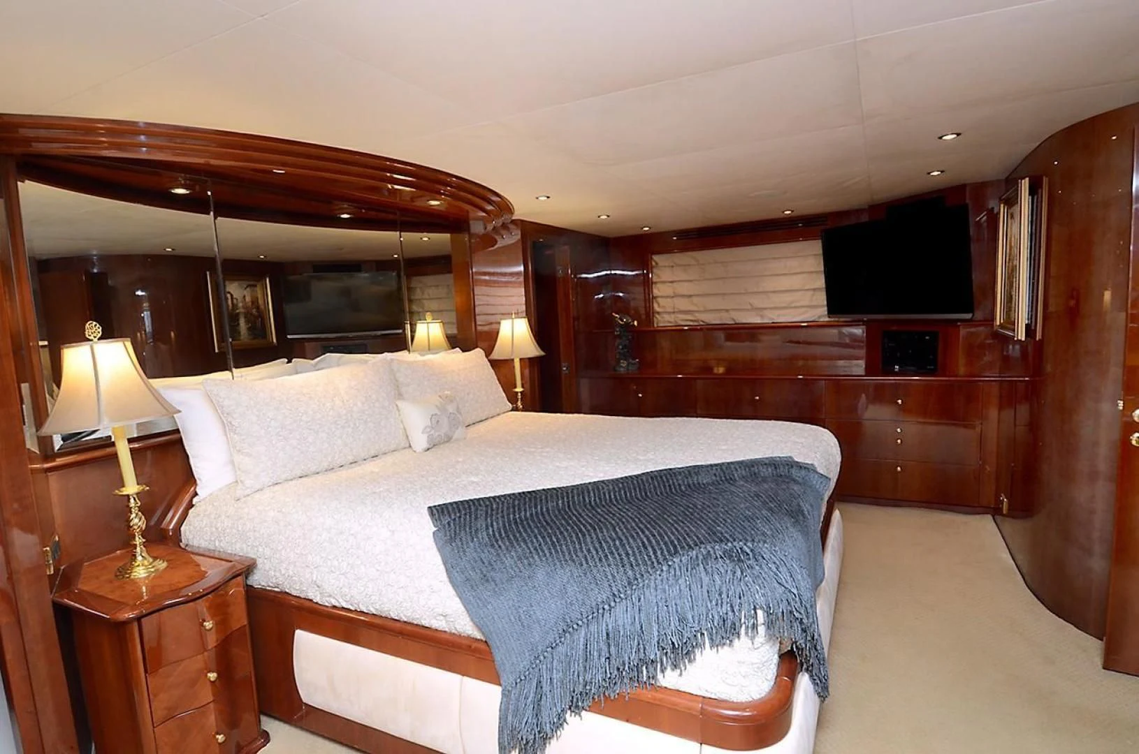 a bed in a room aboard OUTTA TOUCH Yacht for Sale