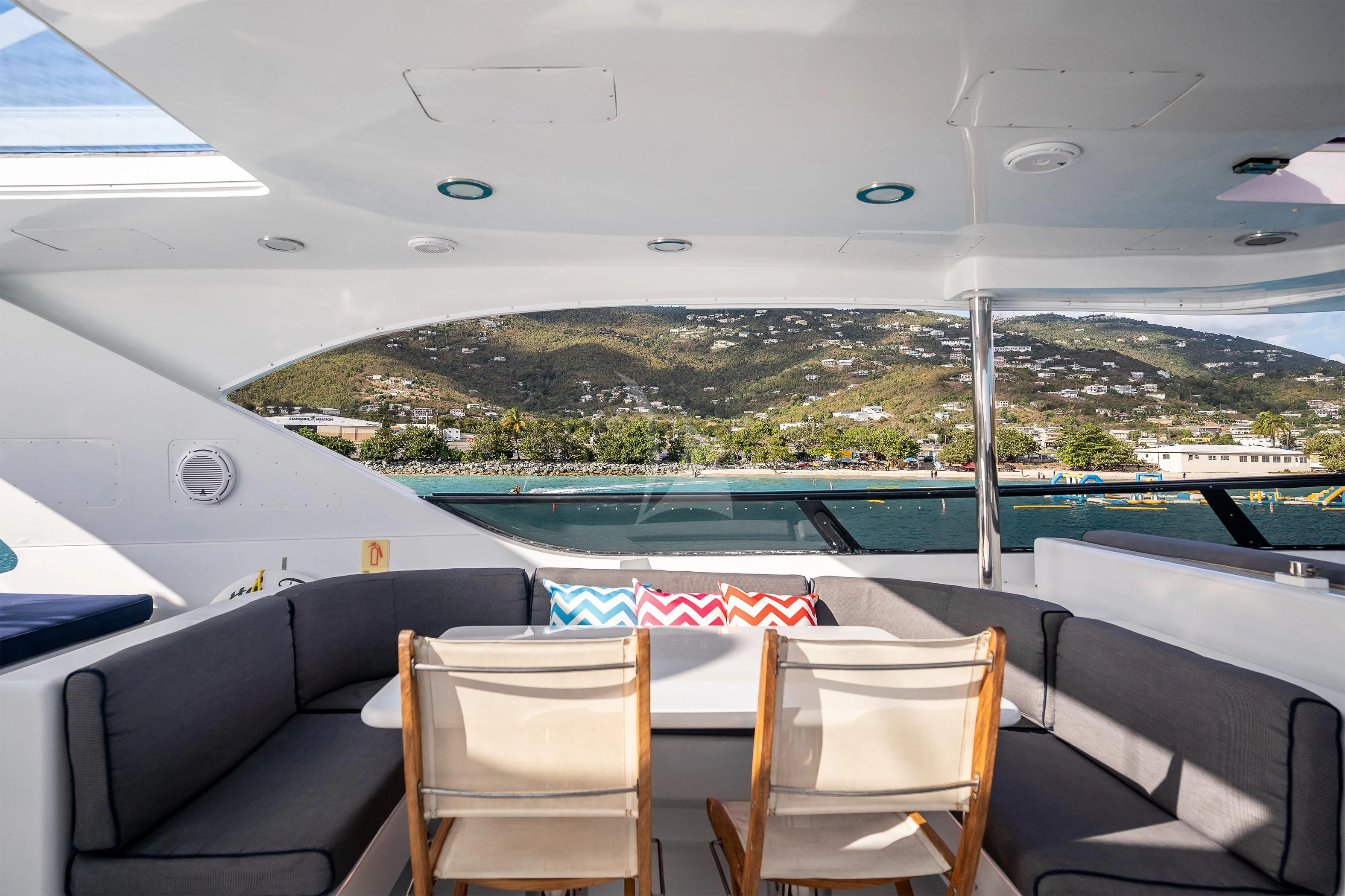 a view of a mountain from a boat aboard OUTTA TOUCH Yacht for Sale