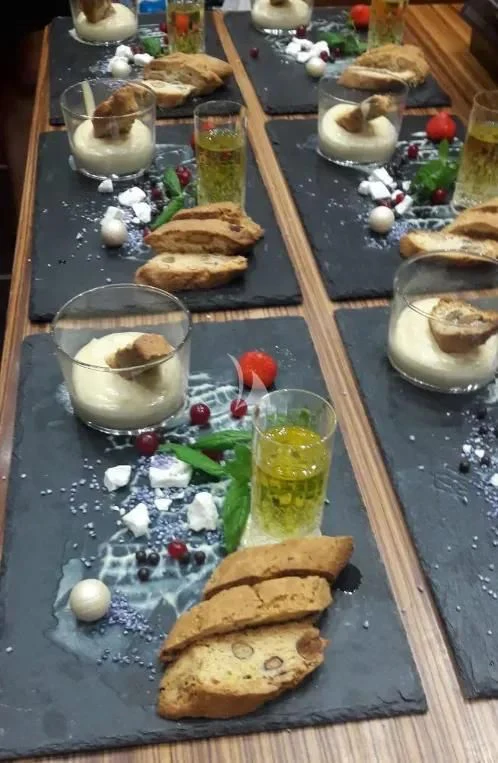 a table with food on it aboard MR. T Yacht for Charter