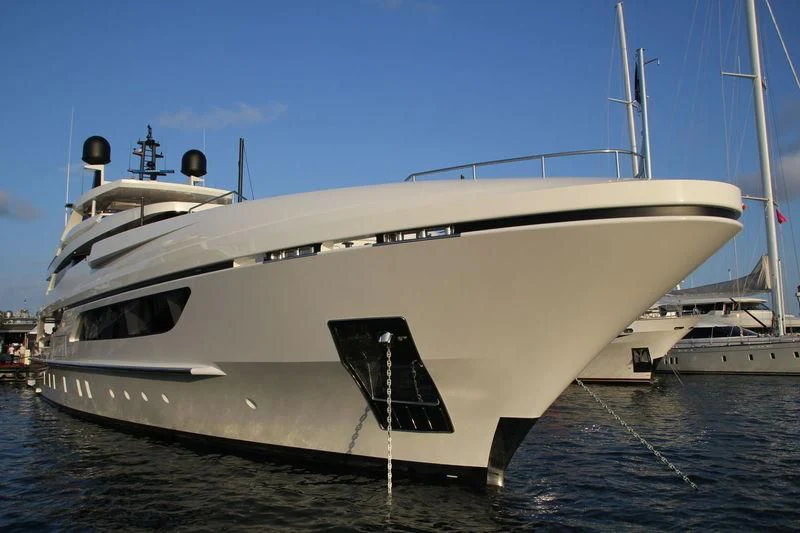 a large white yacht aboard MR. T Yacht for Charter
