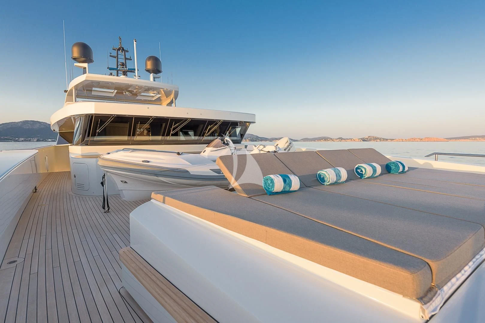 a boat on a deck aboard MR. T Yacht for Charter