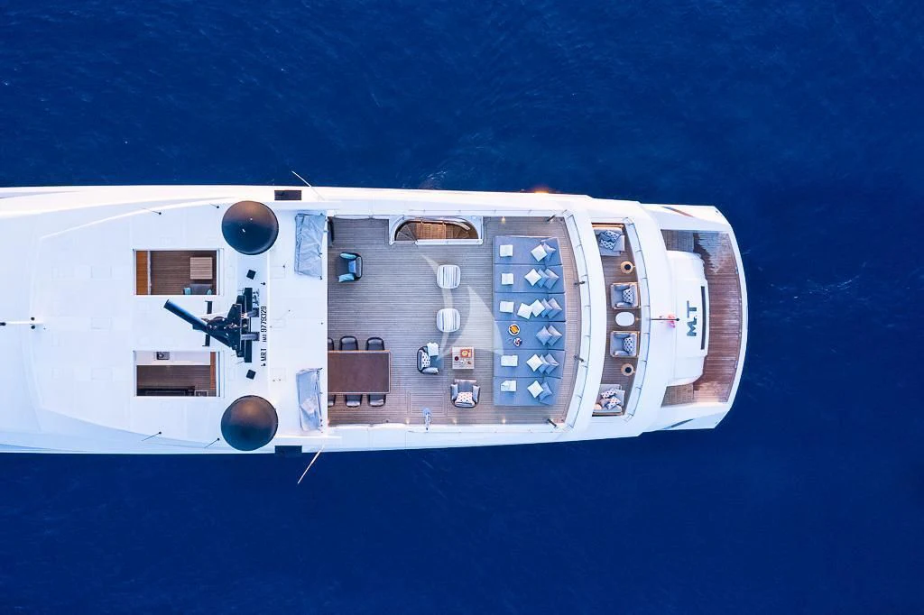 a white space ship aboard MR. T Yacht for Charter