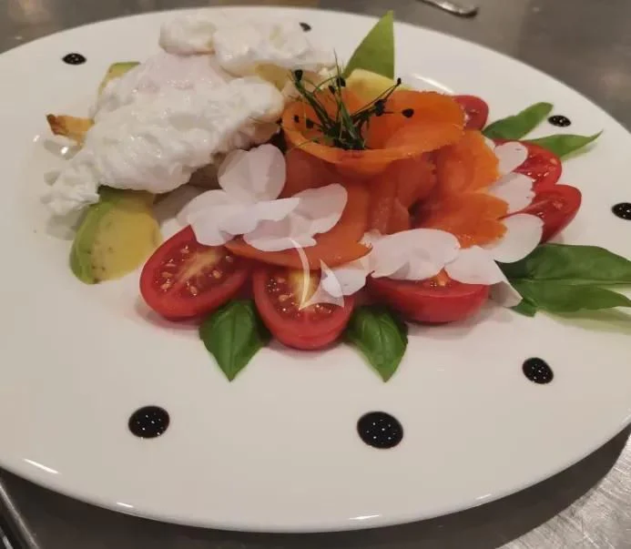 a plate of food aboard MR. T Yacht for Charter