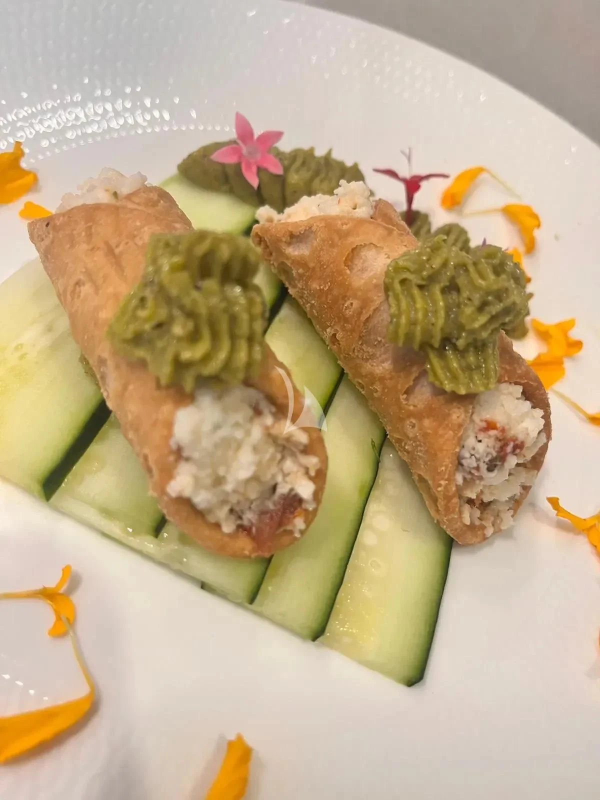 a plate of food aboard MR. T Yacht for Charter
