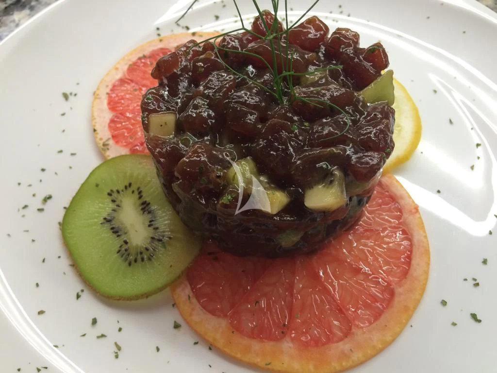 a plate of food aboard MR. T Yacht for Charter