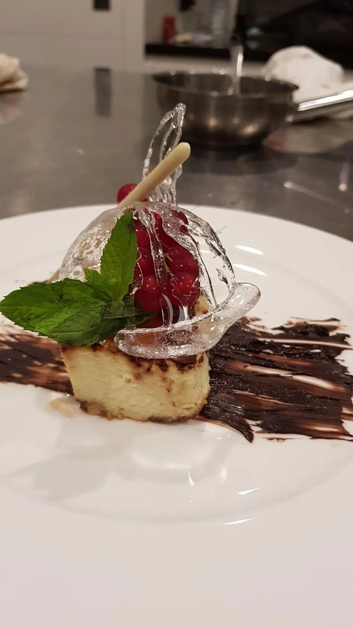 a dessert with a strawberry on top aboard MR. T Yacht for Charter