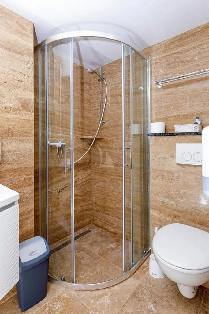 a shower unit in a bathroom aboard QUEEN ELEGANZA Yacht for Sale