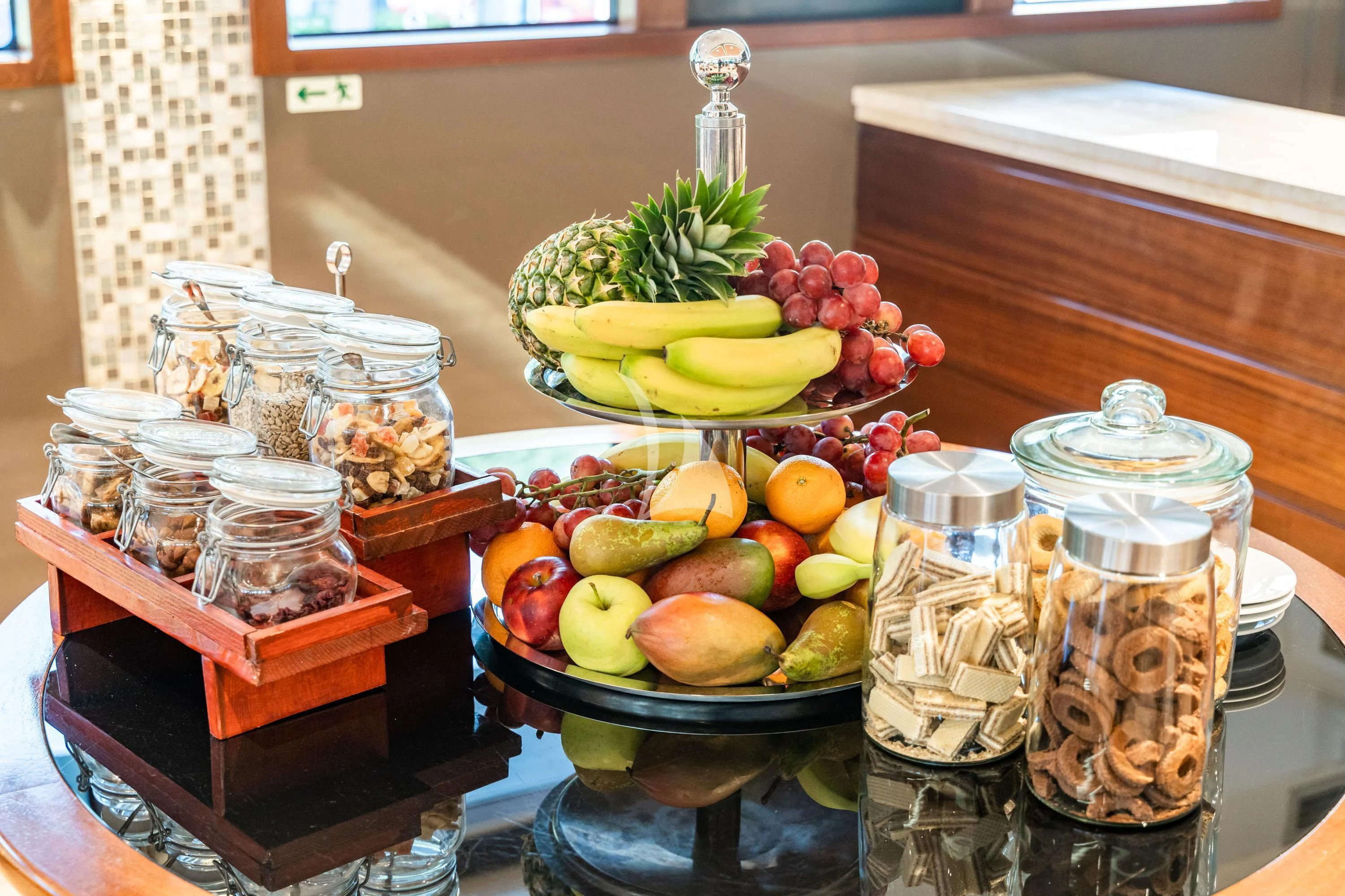 a table full of food aboard QUEEN ELEGANZA Yacht for Sale