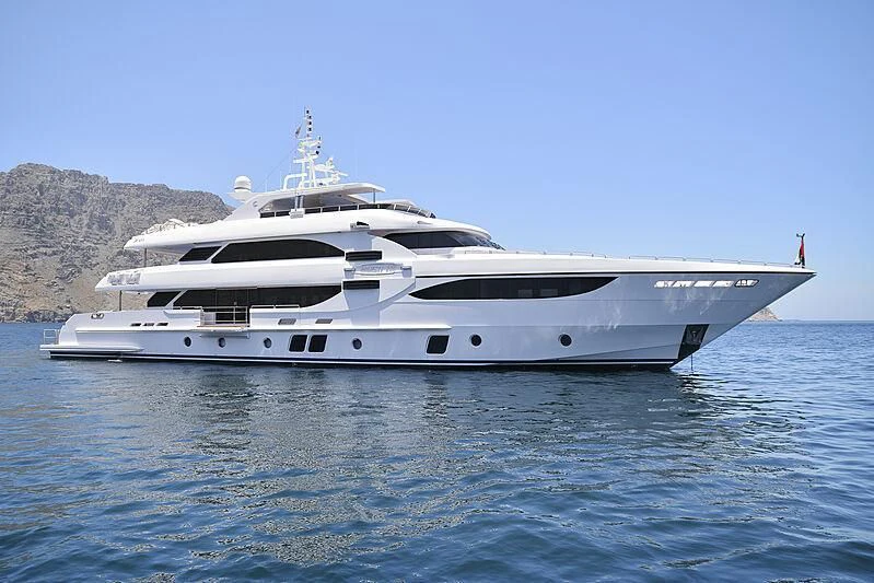 a large white yacht in the water aboard DUBAI STAR 1 Yacht for Sale