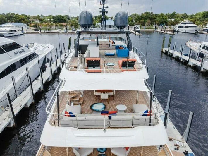 a boat is parked on the side of the water aboard OFFICIAL PLAN Yacht for Sale