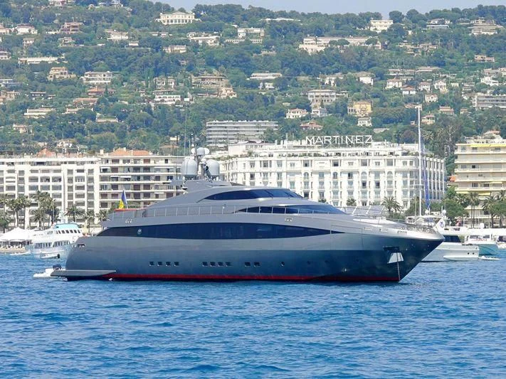 a large boat in the water aboard NINA J Yacht for Sale
