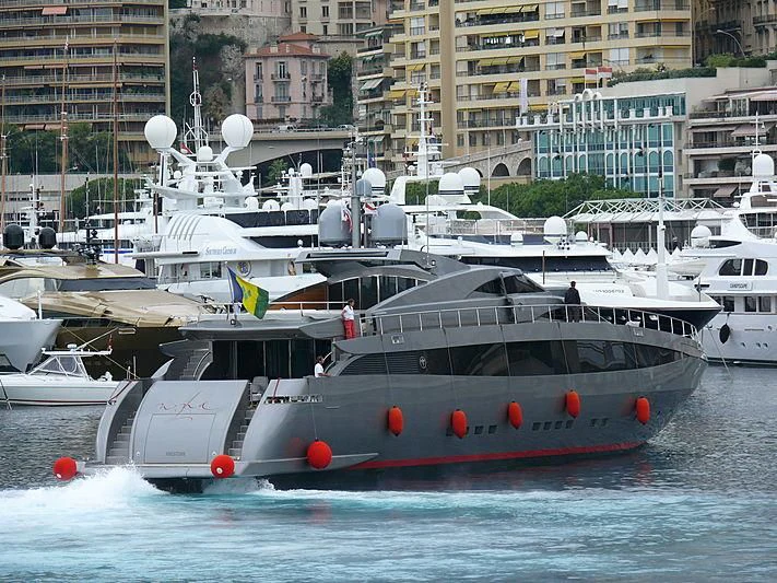 a group of boats in a harbor aboard NINA J Yacht for Sale