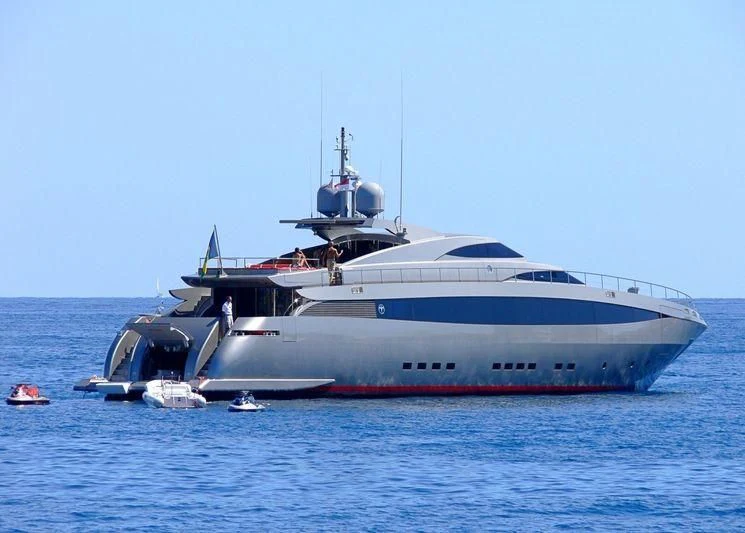 a large boat in the water aboard NINA J Yacht for Sale
