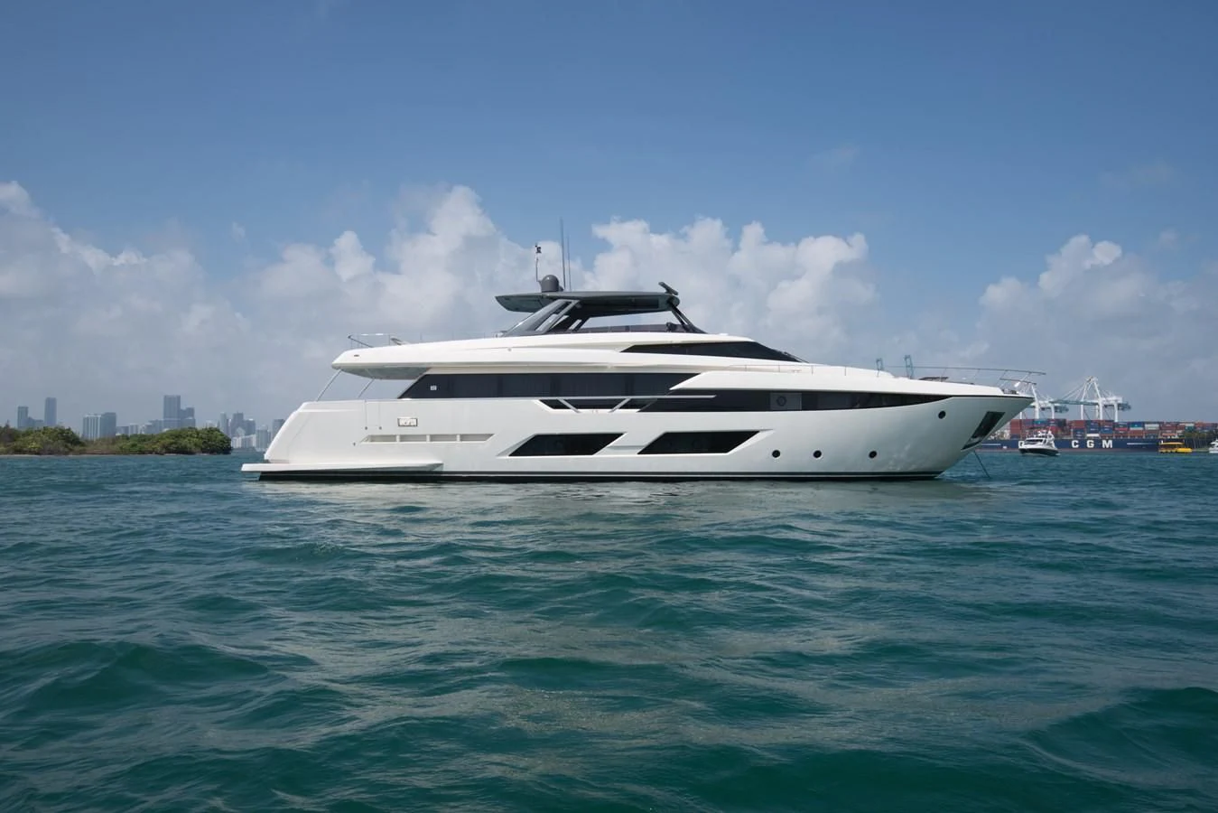 a white yacht in the water aboard CIAO II Yacht for Sale