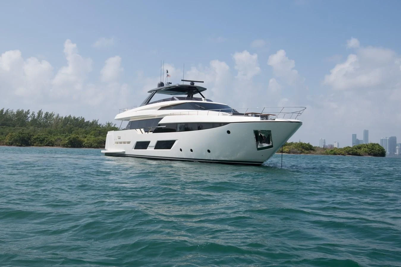a white boat in the water aboard CIAO II Yacht for Sale