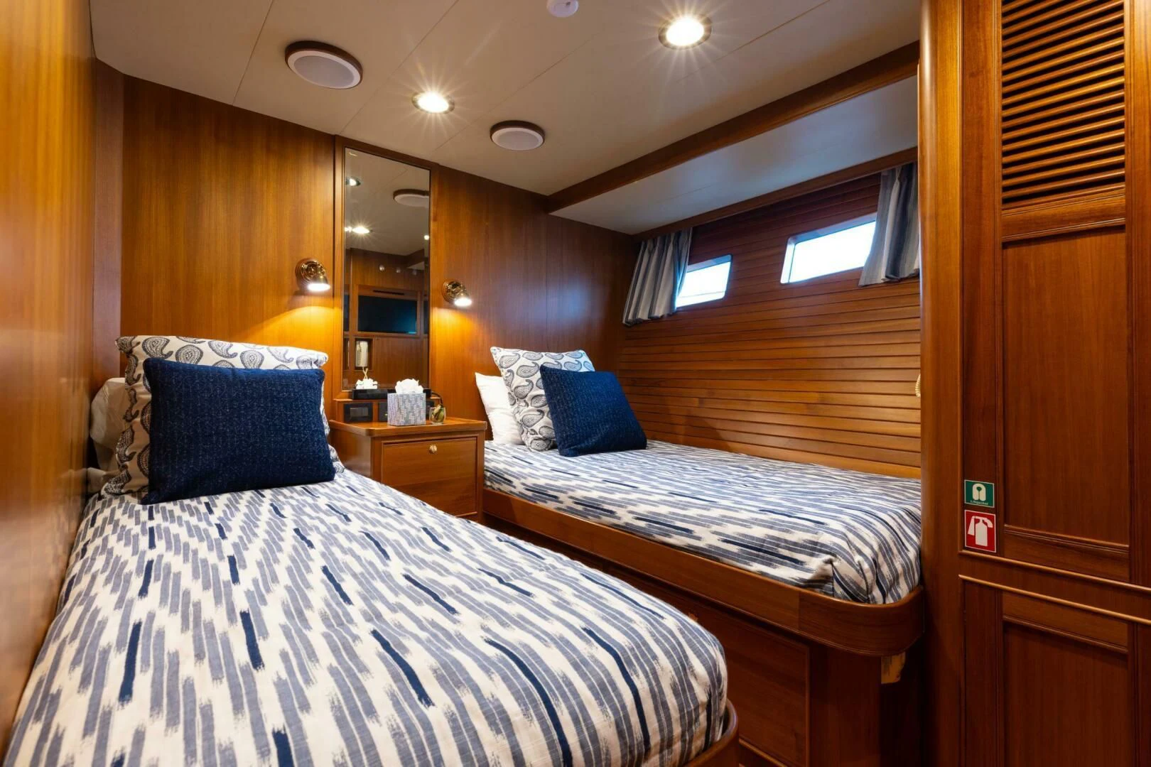 a room with two beds aboard VIRGINIA SEA Yacht for Sale