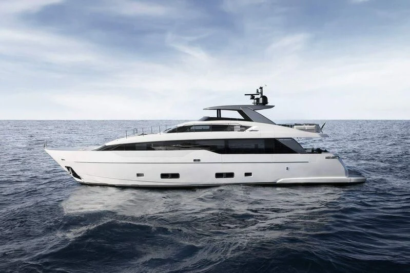 a white yacht in the water aboard SEVEN Yacht for Sale