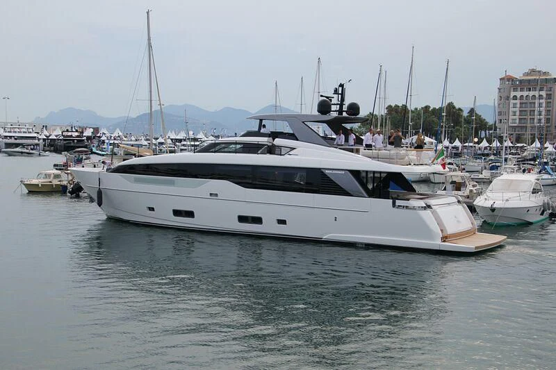 a group of boats in a harbor aboard SEVEN Yacht for Sale