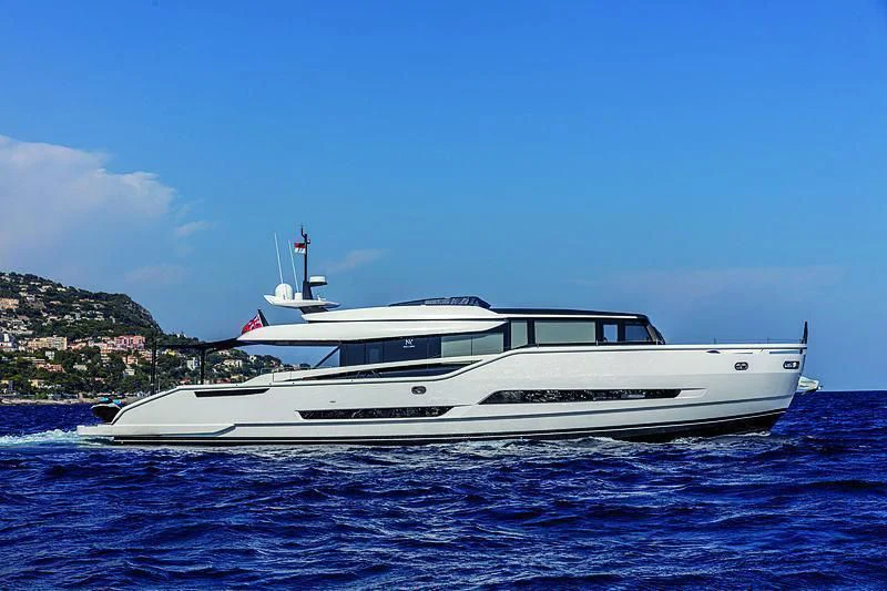 a white yacht on the water aboard SONEY Yacht for Sale