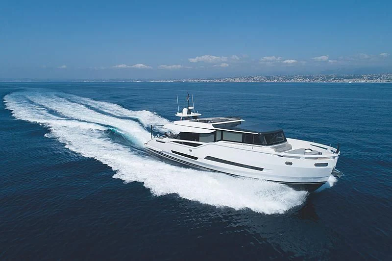 a white yacht in the water aboard SONEY Yacht for Sale