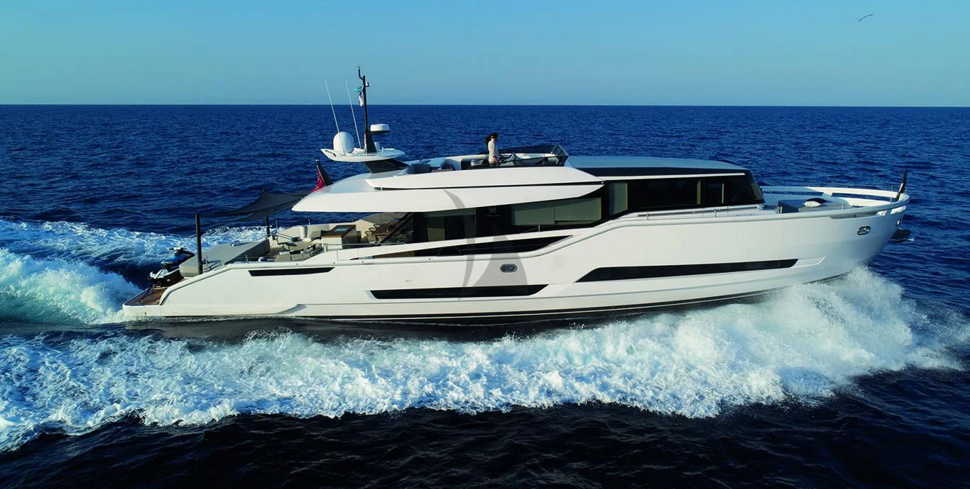 a white yacht on the water aboard SONEY Yacht for Sale