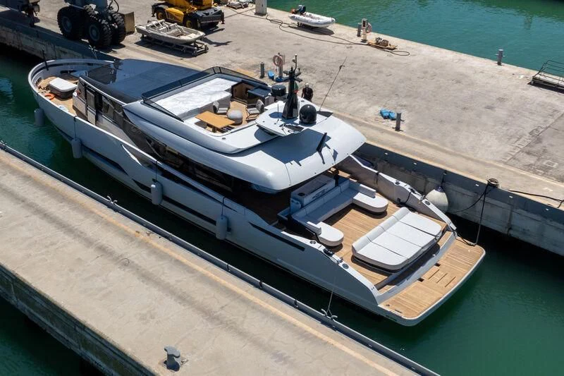 a large ship on a dock aboard SONEY Yacht for Sale