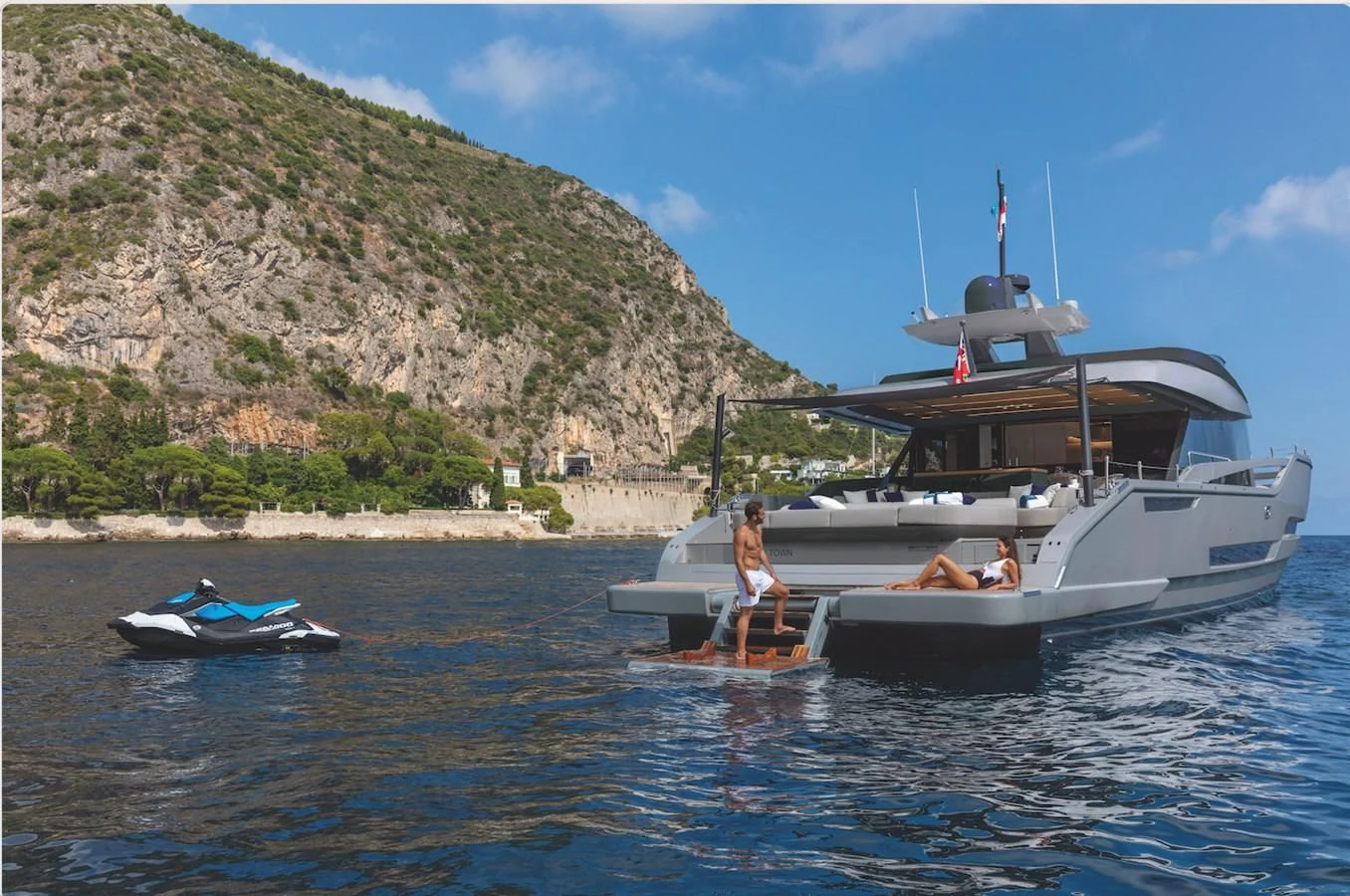 a couple of people on a boat aboard SONEY Yacht for Sale