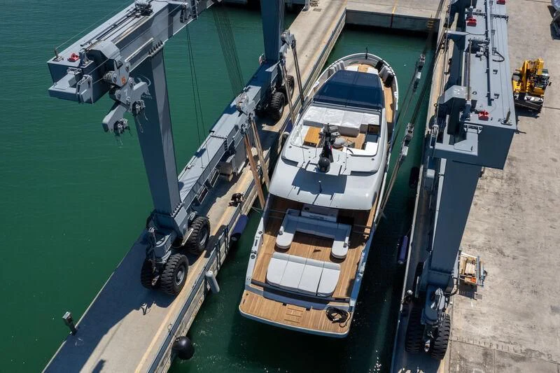 a group of boats are parked in a harbor aboard SONEY Yacht for Sale