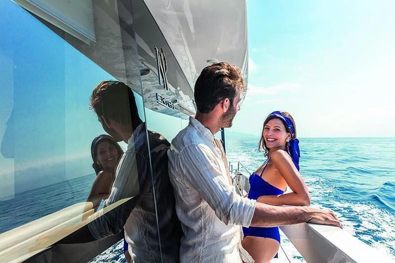a group of people on a boat aboard SONEY Yacht for Sale