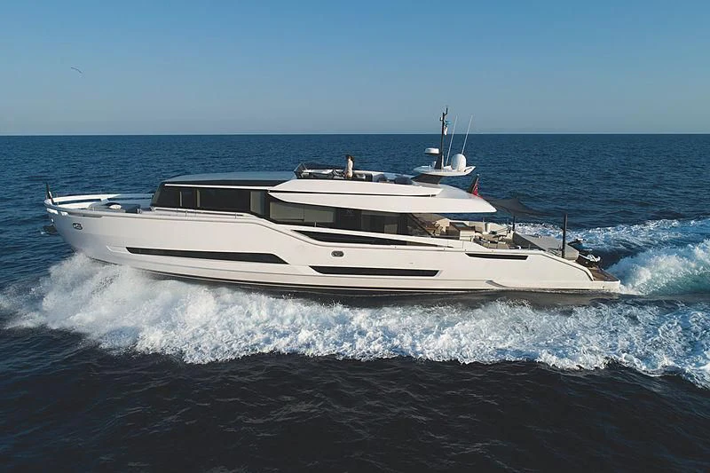 a white yacht on the water aboard SONEY Yacht for Sale