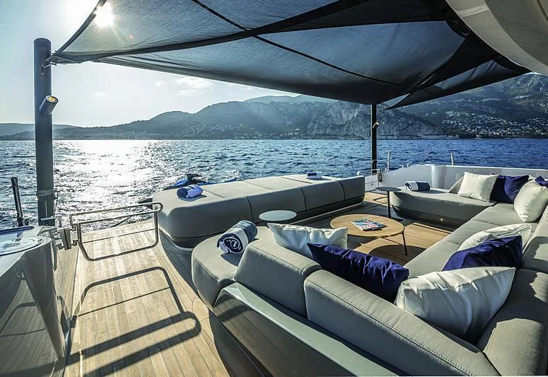 a large boat on the water aboard SONEY Yacht for Sale