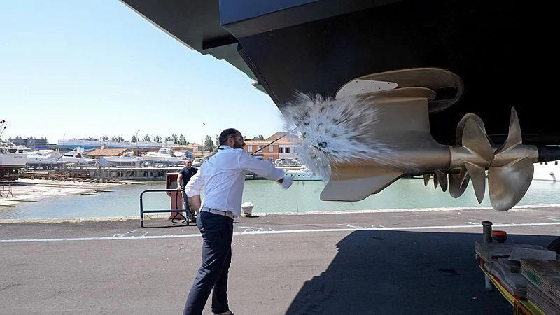a person standing next to a missile aboard SONEY Yacht for Sale