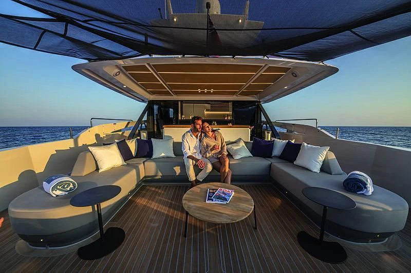 a person sitting on a boat aboard SONEY Yacht for Sale