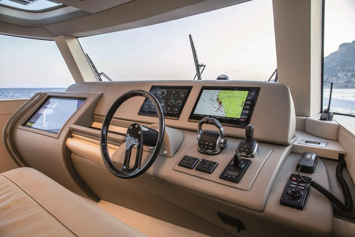 the inside of a car aboard SONEY Yacht for Sale