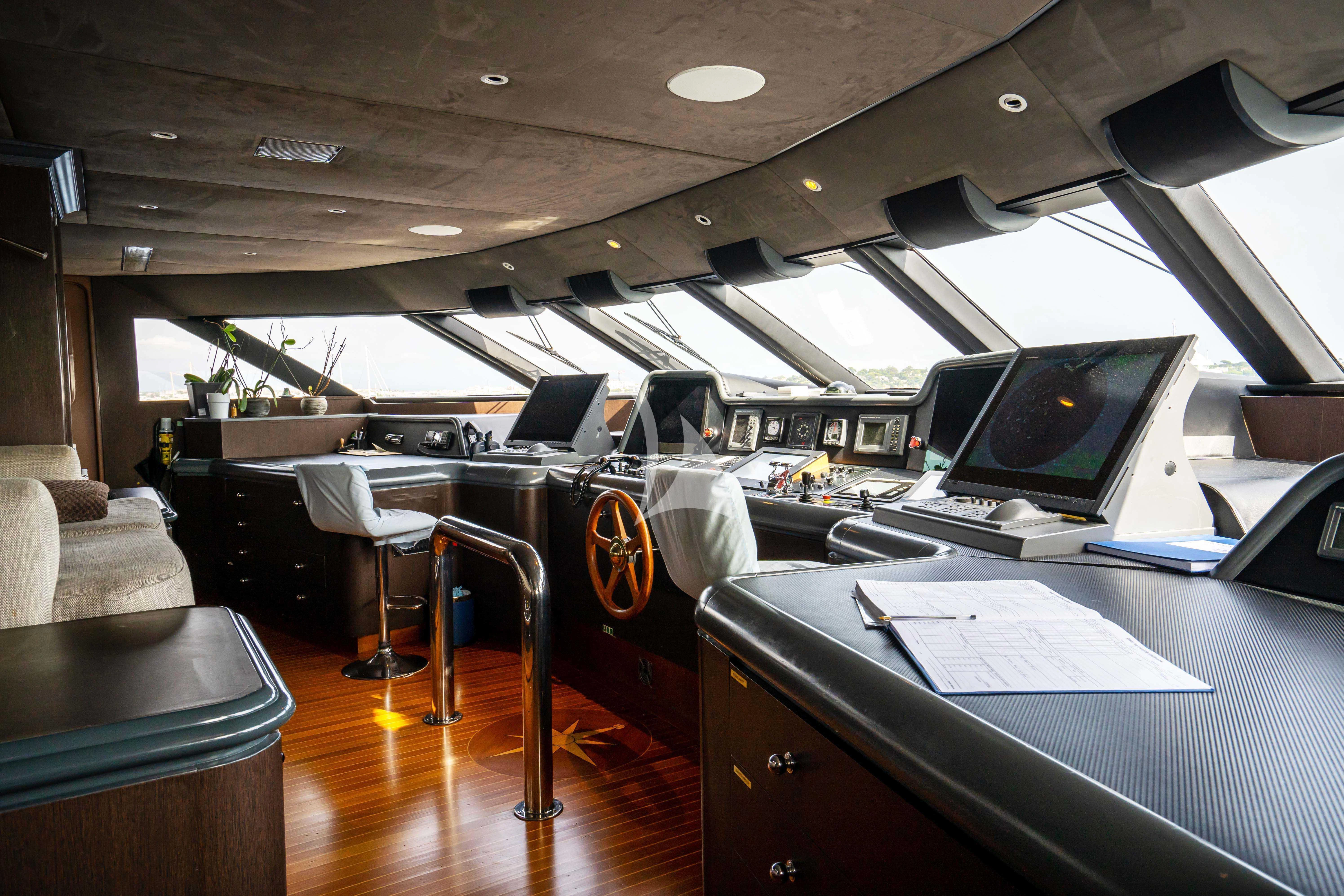 inside of a car aboard TACANUYA Yacht for Charter
