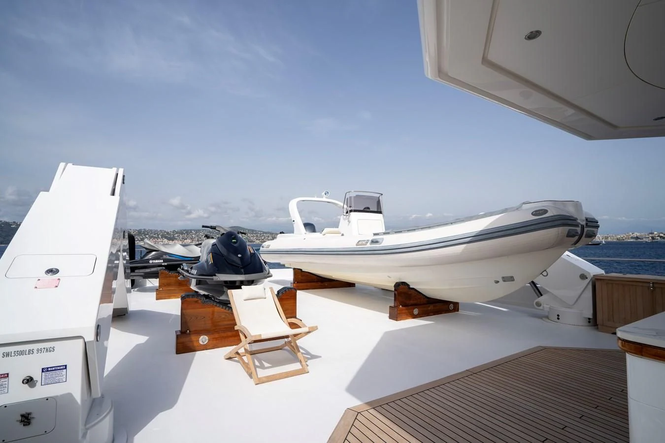 a boat on a deck aboard TACANUYA Yacht for Charter