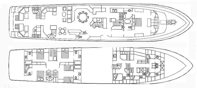 diagram, engineering drawing aboard MERVE Yacht for Sale