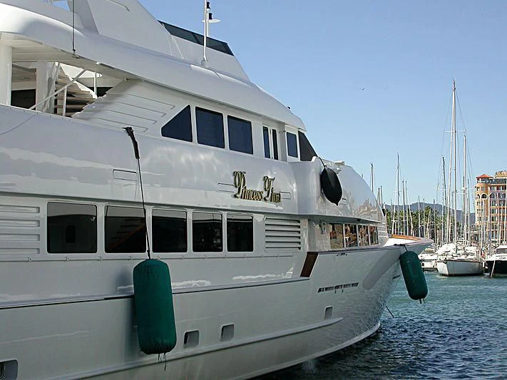 a white boat in the water aboard MERVE Yacht for Sale