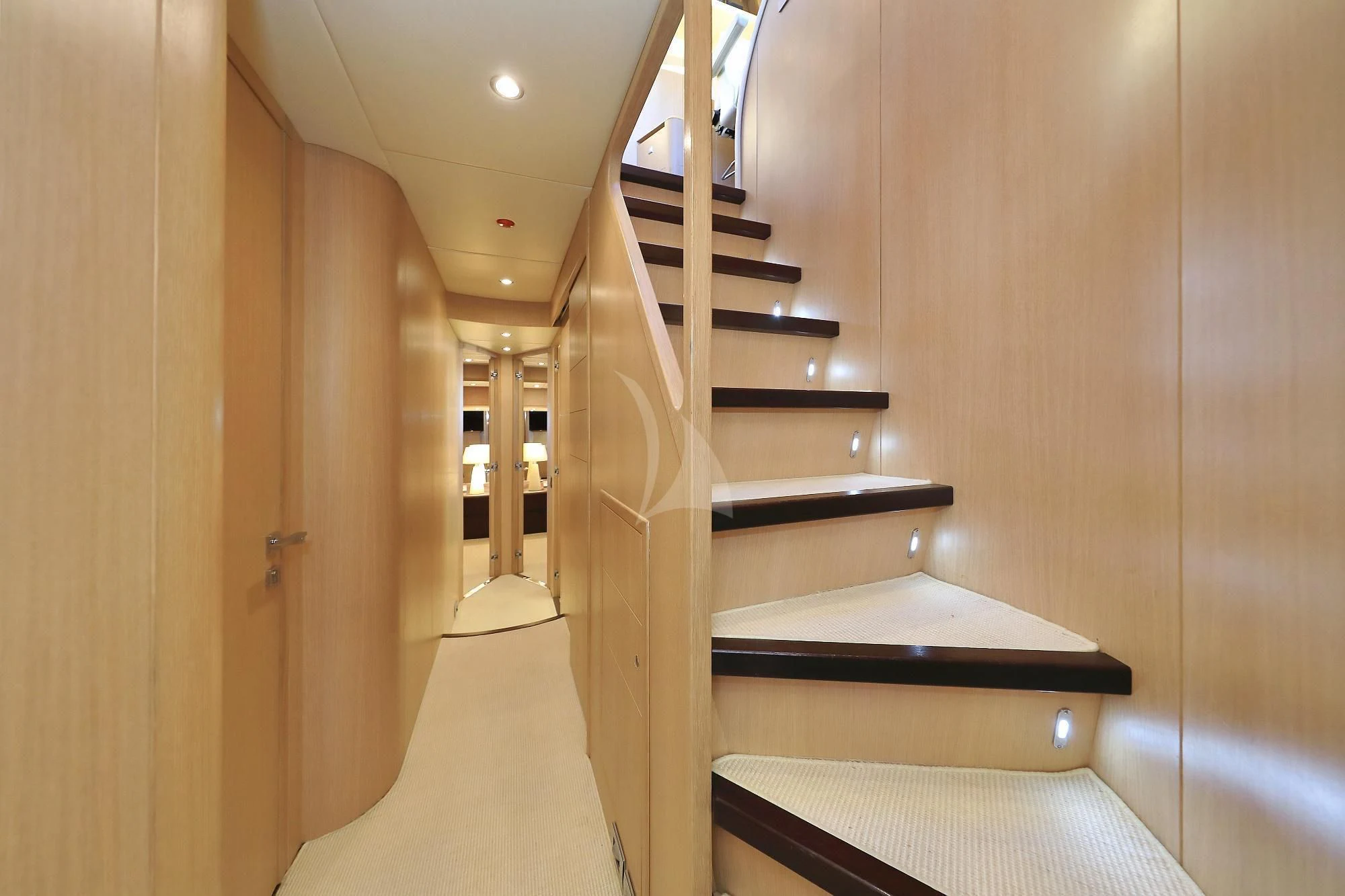 a staircase in a building aboard HOPE I Yacht for Charter