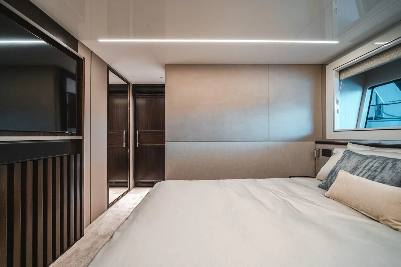 a bed in a room aboard 90 OCEAN Yacht for Sale