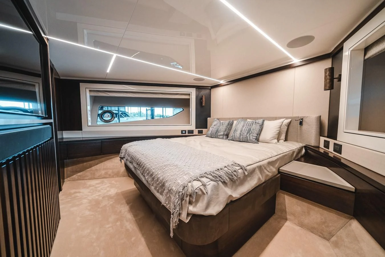 a bed in a room aboard 90 OCEAN Yacht for Sale