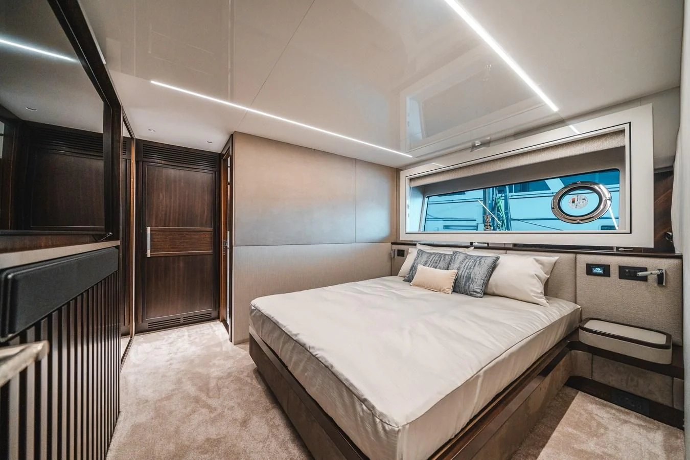 a bed in a room aboard 90 OCEAN Yacht for Sale