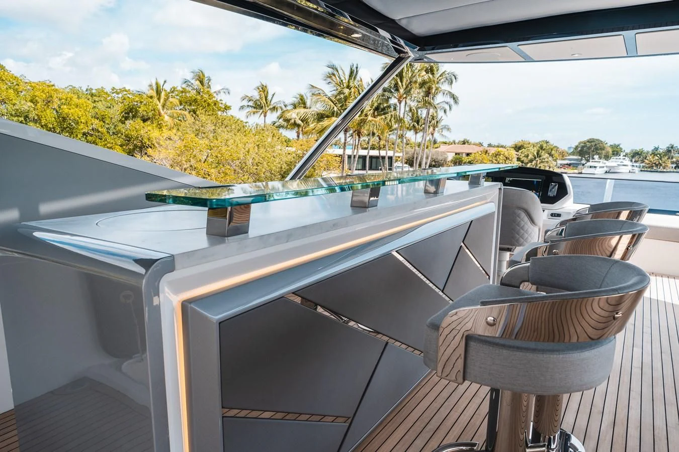 inside of a car aboard 90 OCEAN Yacht for Sale