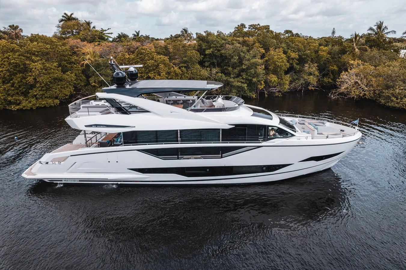 a white yacht on the water aboard 90 OCEAN Yacht for Sale