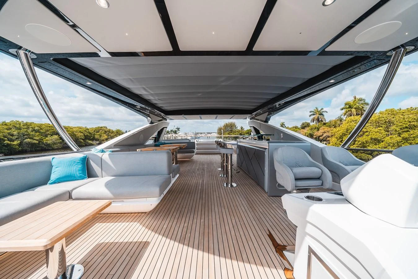inside of a car aboard 90 OCEAN Yacht for Sale