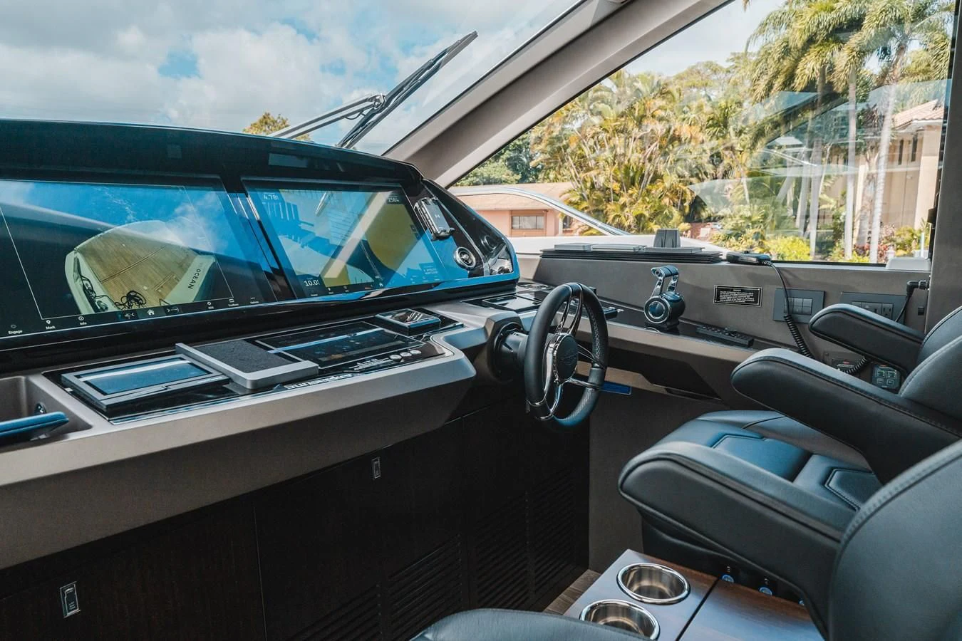 the inside of a car aboard 90 OCEAN Yacht for Sale